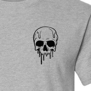 Melting Skull T-Shirt, Small Left Chest Graphic for Halloween Parties and Spooky Season