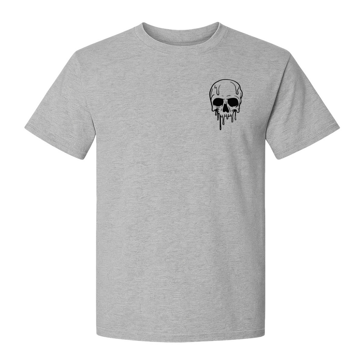 Melting Skull T-Shirt, Small Left Chest Graphic for Halloween Parties and Spooky Season