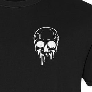 Melting Skull T-Shirt, Small Left Chest Graphic for Halloween Parties and Spooky Season