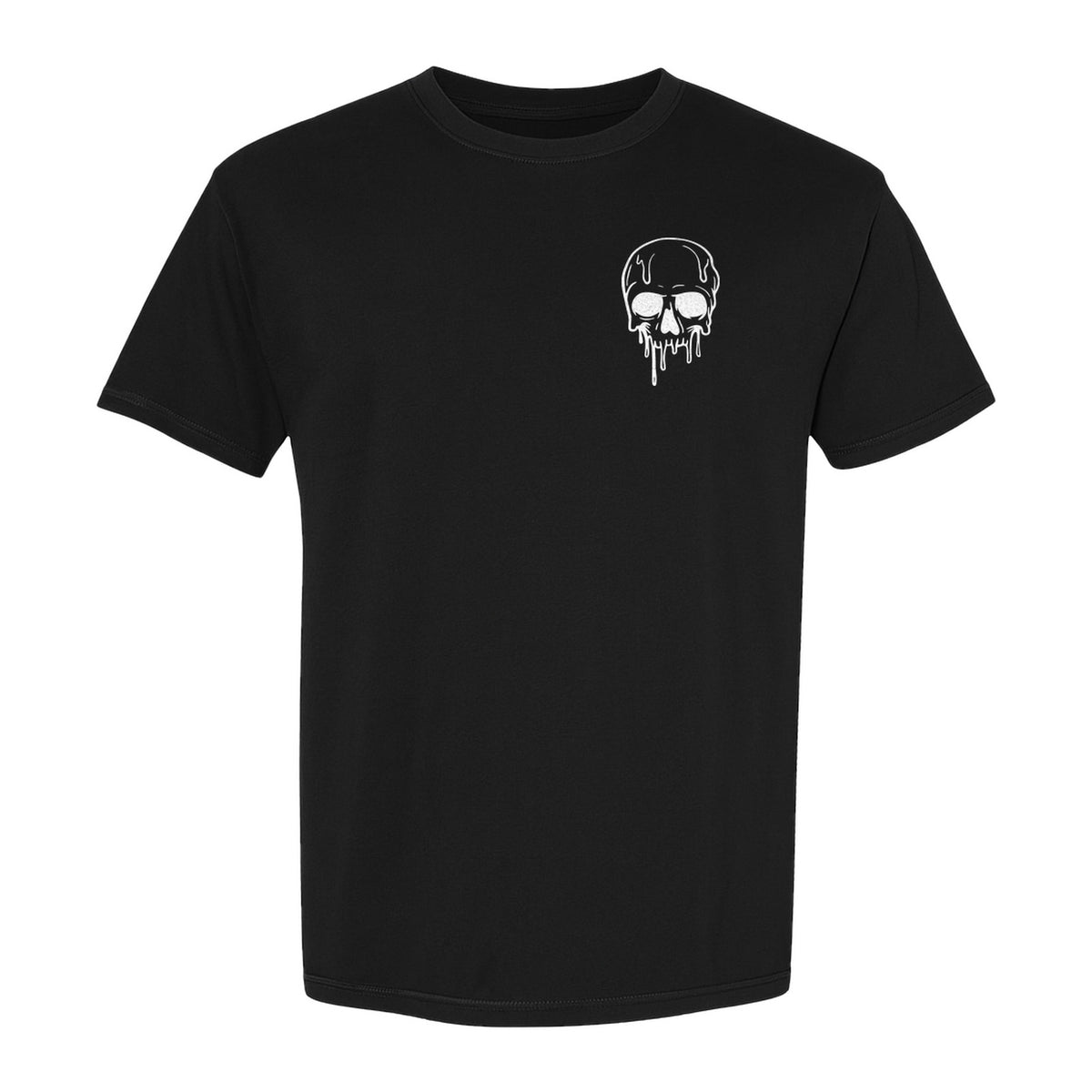 Melting Skull T-Shirt, Small Left Chest Graphic for Halloween Parties and Spooky Season