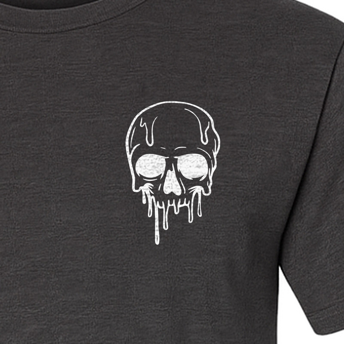 Melting Skull T-Shirt, Small Left Chest Graphic for Halloween Parties and Spooky Season