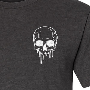 Melting Skull T-Shirt, Small Left Chest Graphic for Halloween Parties and Spooky Season