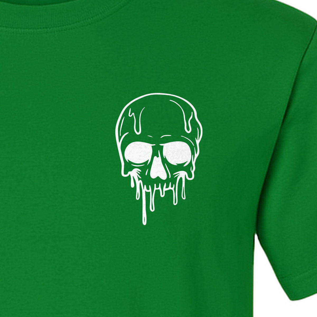 Melting Skull T-Shirt, Small Left Chest Graphic for Halloween Parties and Spooky Season