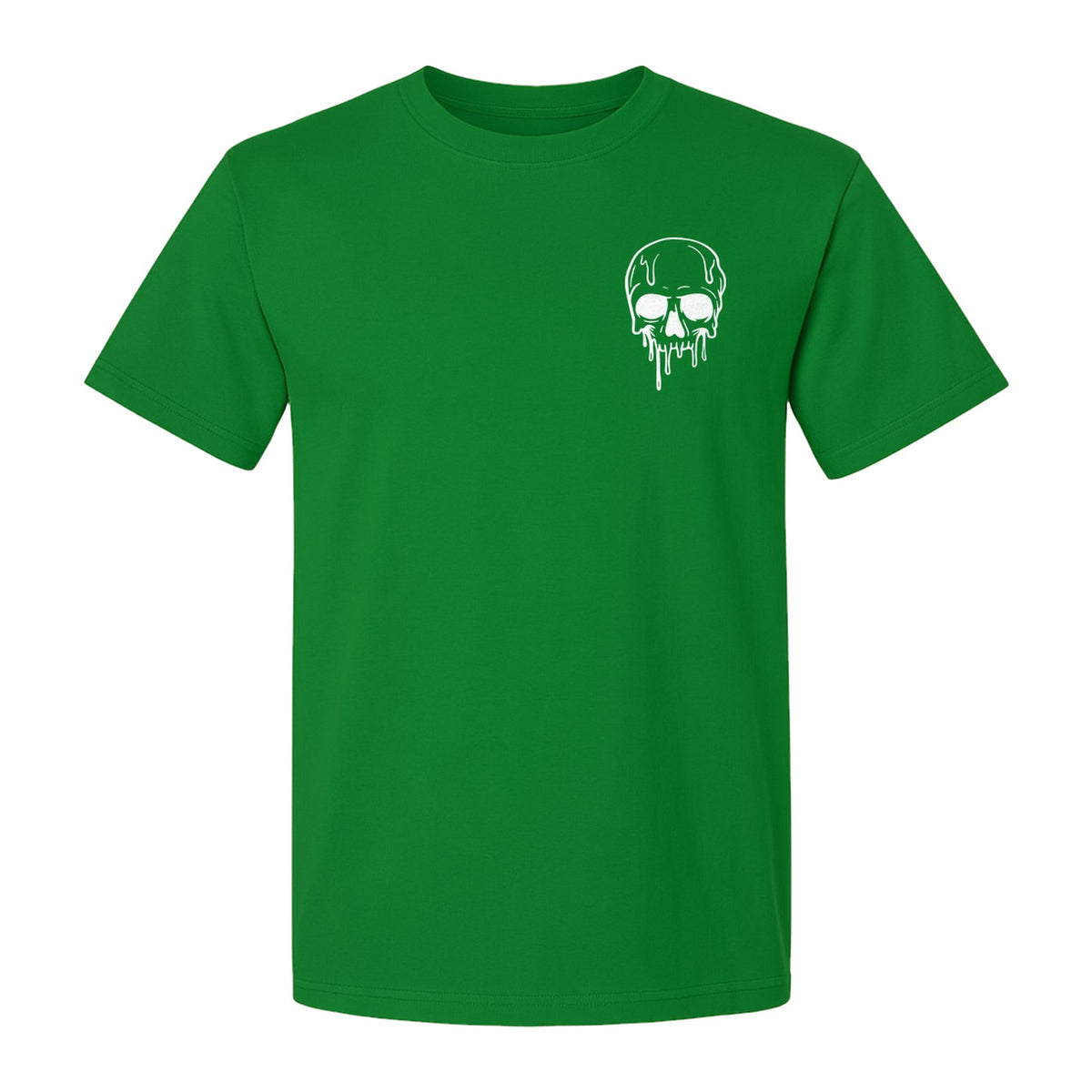 Melting Skull T-Shirt, Small Left Chest Graphic for Halloween Parties and Spooky Season