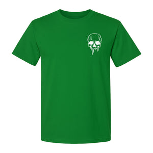 Melting Skull T-Shirt, Small Left Chest Graphic for Halloween Parties and Spooky Season