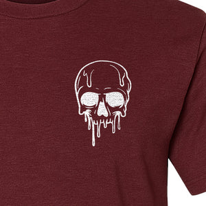 Melting Skull T-Shirt, Small Left Chest Graphic for Halloween Parties and Spooky Season