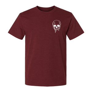Melting Skull T-Shirt, Small Left Chest Graphic for Halloween Parties and Spooky Season