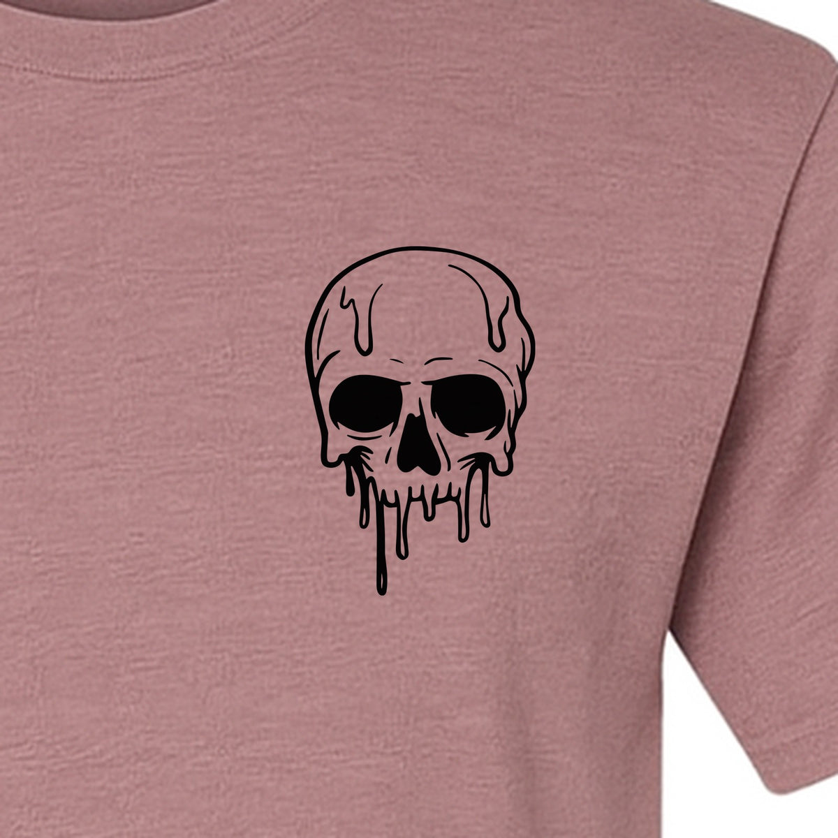 Melting Skull T-Shirt, Small Left Chest Graphic for Halloween Parties and Spooky Season