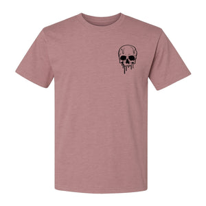 Melting Skull T-Shirt, Small Left Chest Graphic for Halloween Parties and Spooky Season
