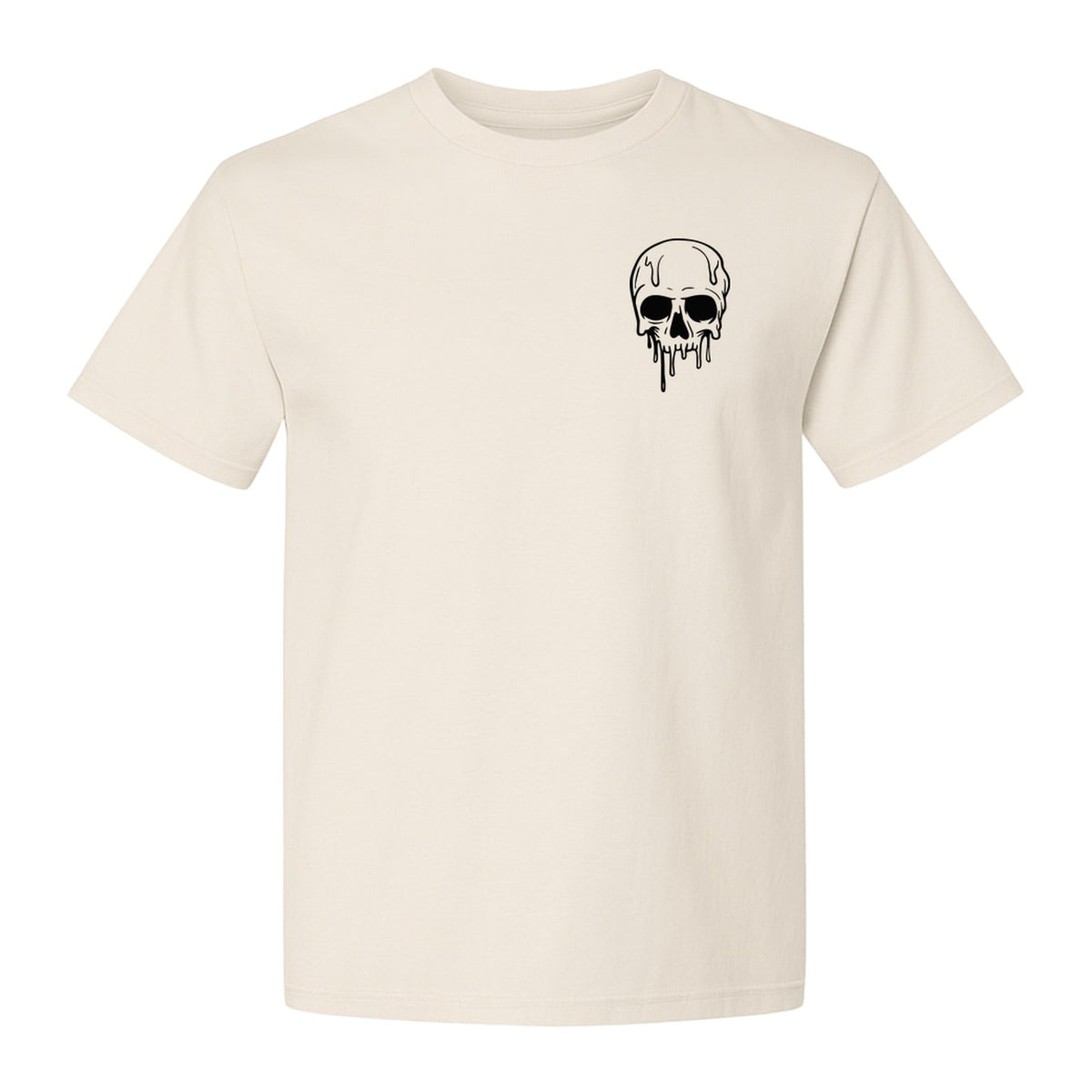 Melting Skull T-Shirt, Small Left Chest Graphic for Halloween Parties and Spooky Season