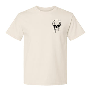 Melting Skull T-Shirt, Small Left Chest Graphic for Halloween Parties and Spooky Season