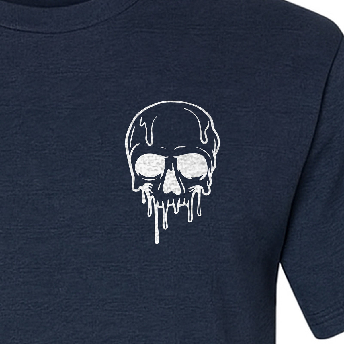 Melting Skull T-Shirt, Small Left Chest Graphic for Halloween Parties and Spooky Season
