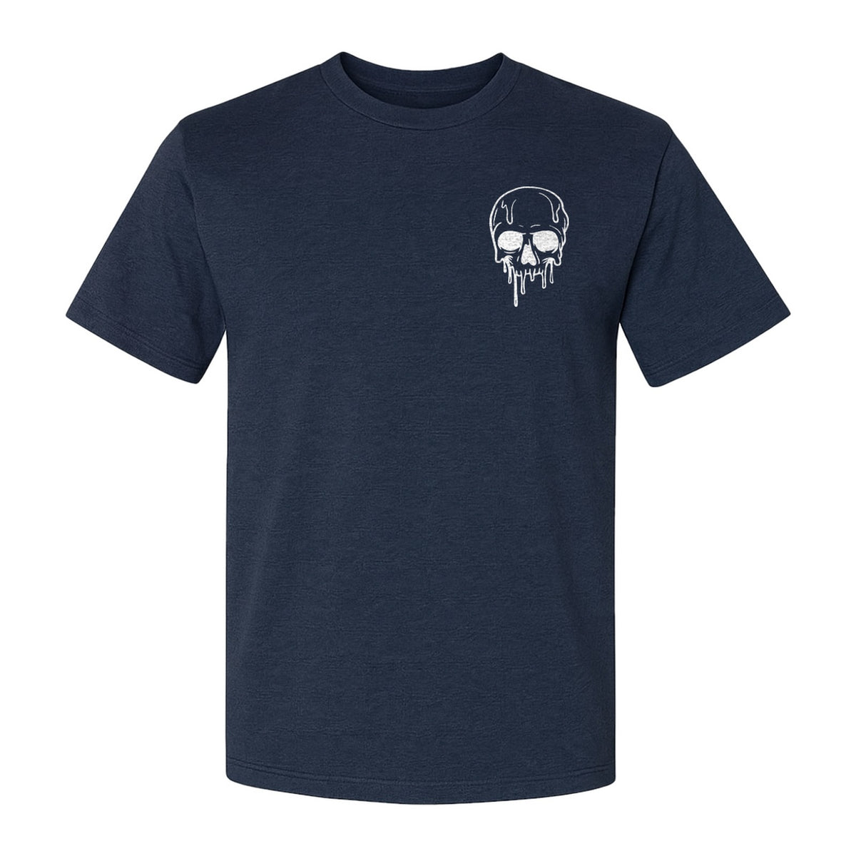 Melting Skull T-Shirt, Small Left Chest Graphic for Halloween Parties and Spooky Season