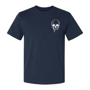 Melting Skull T-Shirt, Small Left Chest Graphic for Halloween Parties and Spooky Season