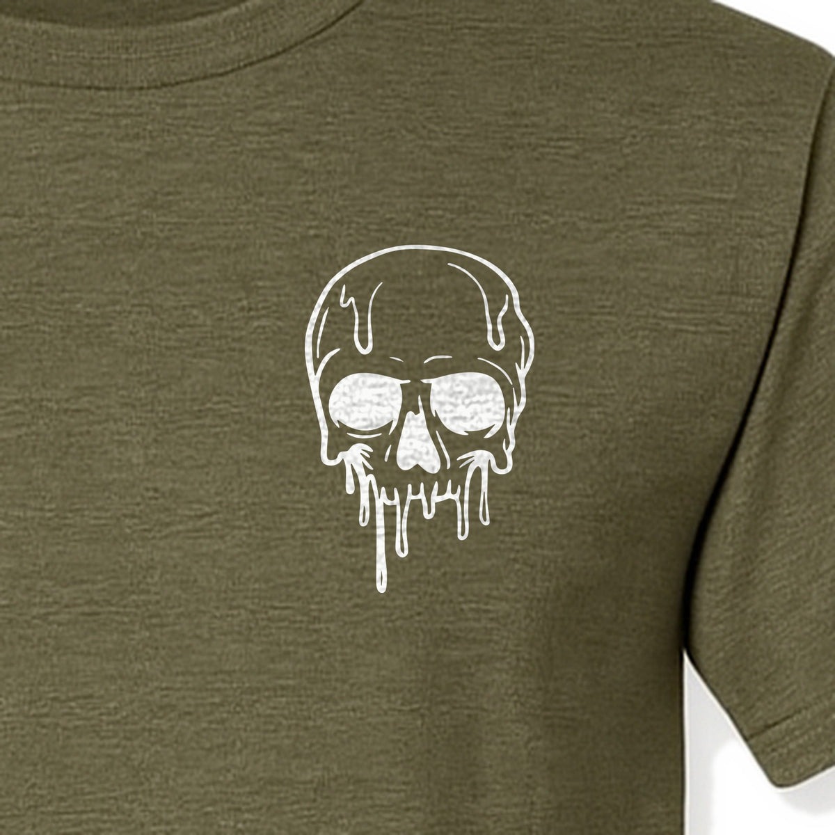 Melting Skull T-Shirt, Small Left Chest Graphic for Halloween Parties and Spooky Season