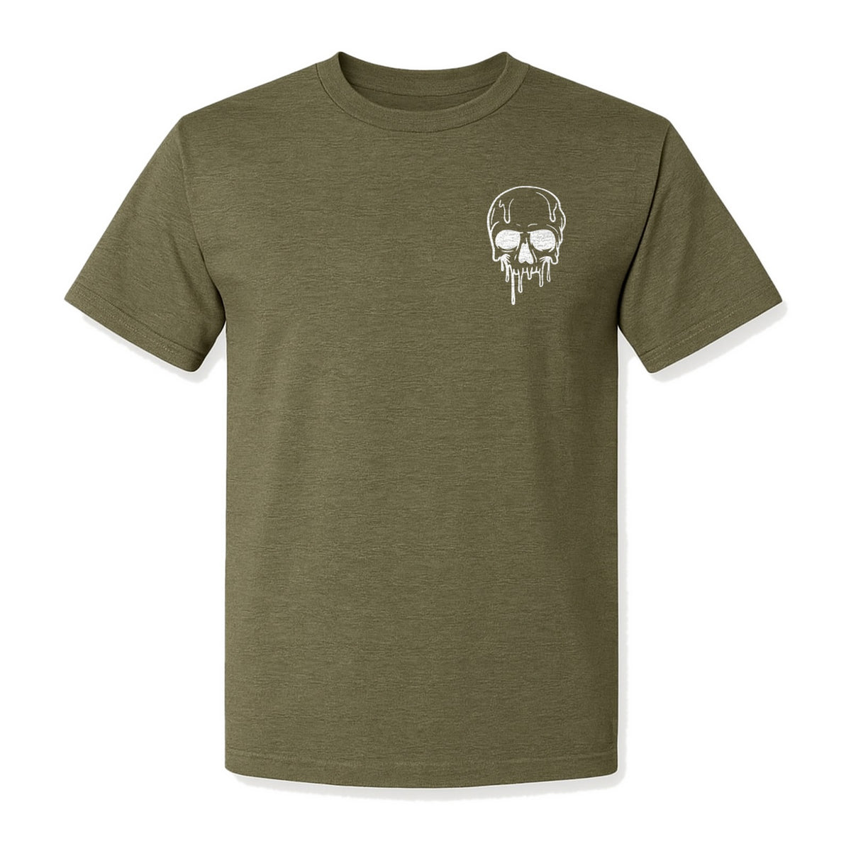 Melting Skull T-Shirt, Small Left Chest Graphic for Halloween Parties and Spooky Season