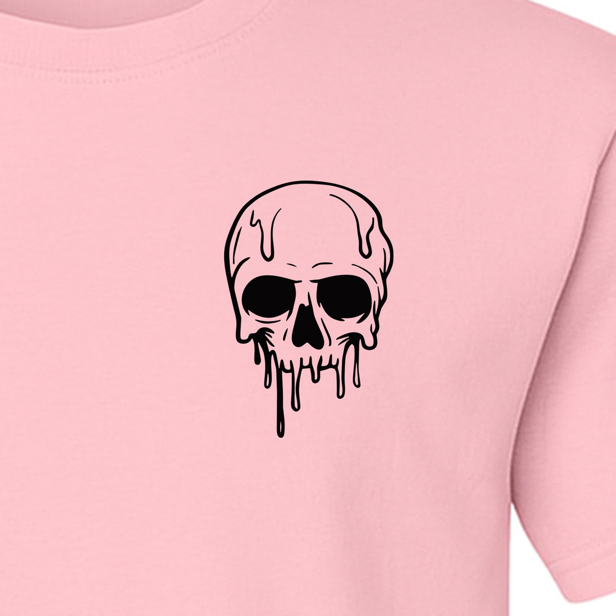 Melting Skull T-Shirt, Small Left Chest Graphic for Halloween Parties and Spooky Season