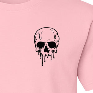 Melting Skull T-Shirt, Small Left Chest Graphic for Halloween Parties and Spooky Season