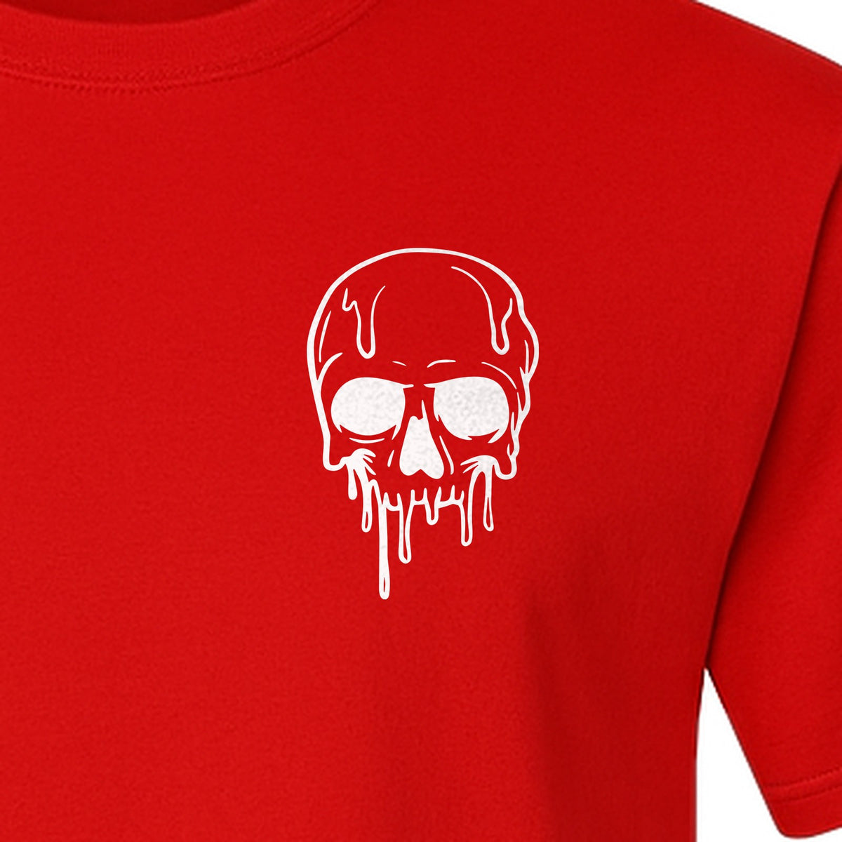 Melting Skull T-Shirt, Small Left Chest Graphic for Halloween Parties and Spooky Season