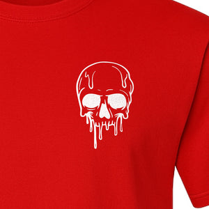 Melting Skull T-Shirt, Small Left Chest Graphic for Halloween Parties and Spooky Season