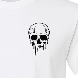 Melting Skull T-Shirt, Small Left Chest Graphic for Halloween Parties and Spooky Season