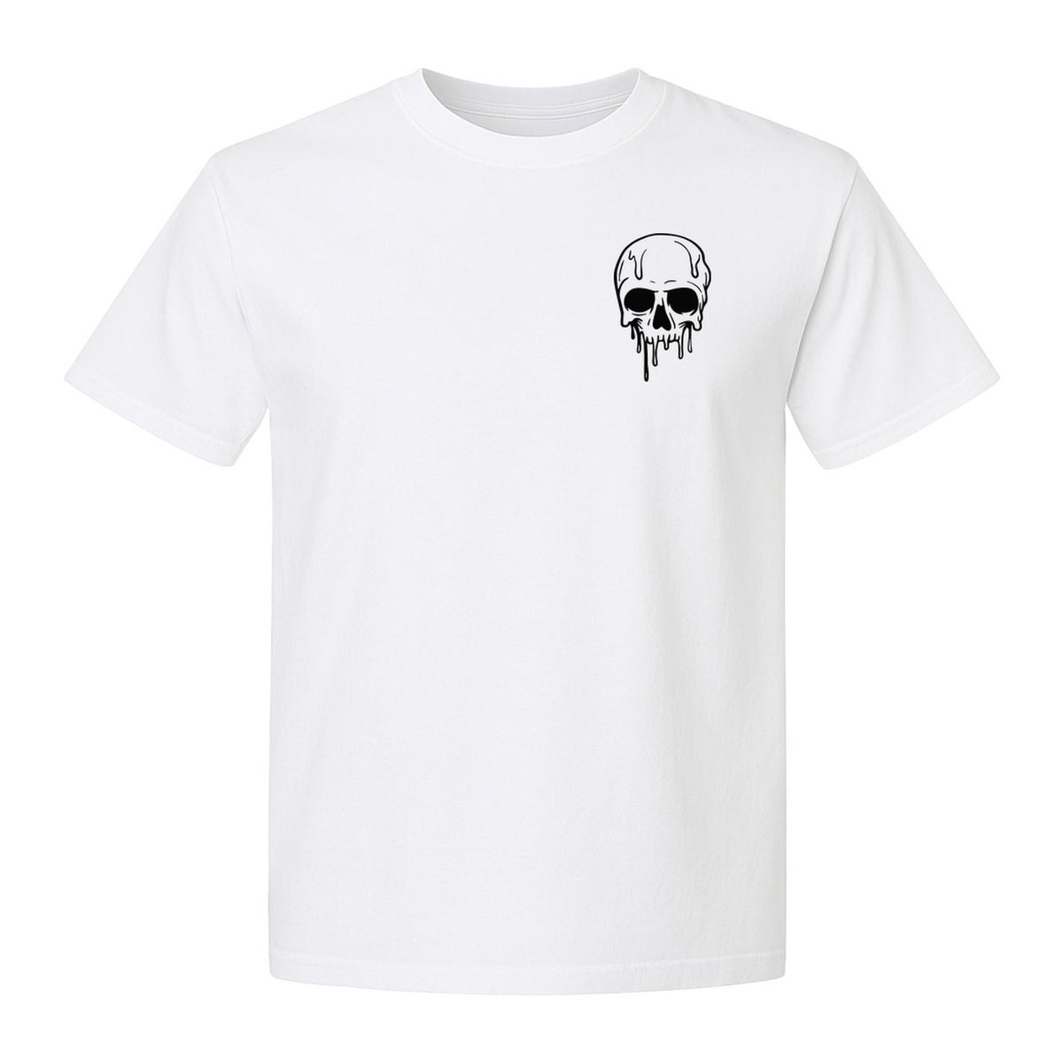 Melting Skull T-Shirt, Small Left Chest Graphic for Halloween Parties and Spooky Season