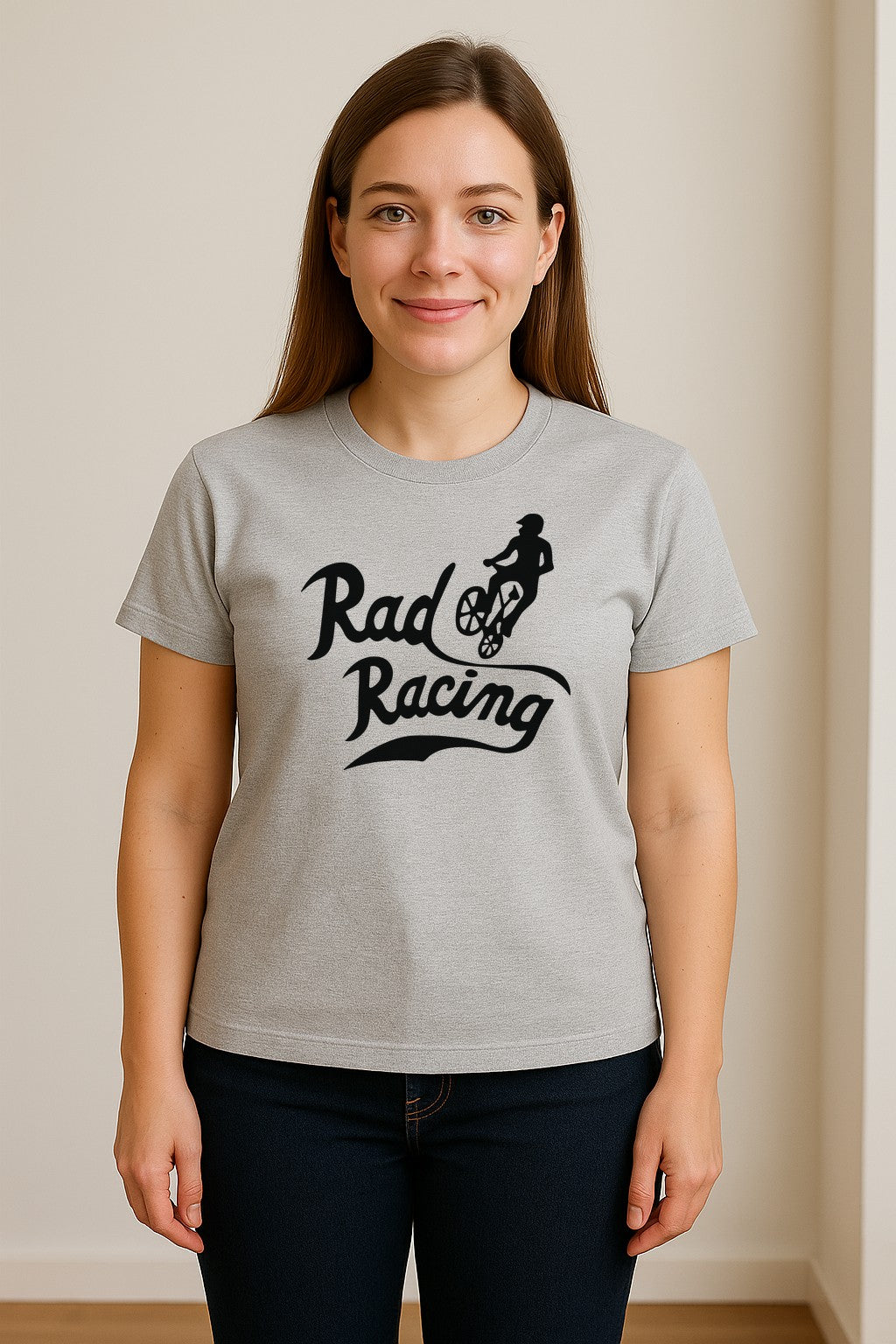 BMX T-Shirt, Rad Racing Script Graphic for Bicycle Riders and Retro Cycling Fans