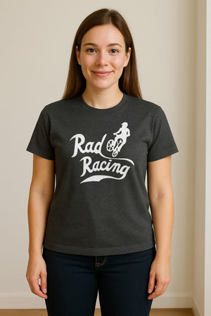 BMX T-Shirt, Rad Racing Script Graphic for Bicycle Riders and Retro Cycling Fans