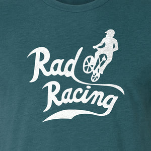 BMX T-Shirt, Rad Racing Script Graphic for Bicycle Riders and Retro Cycling Fans