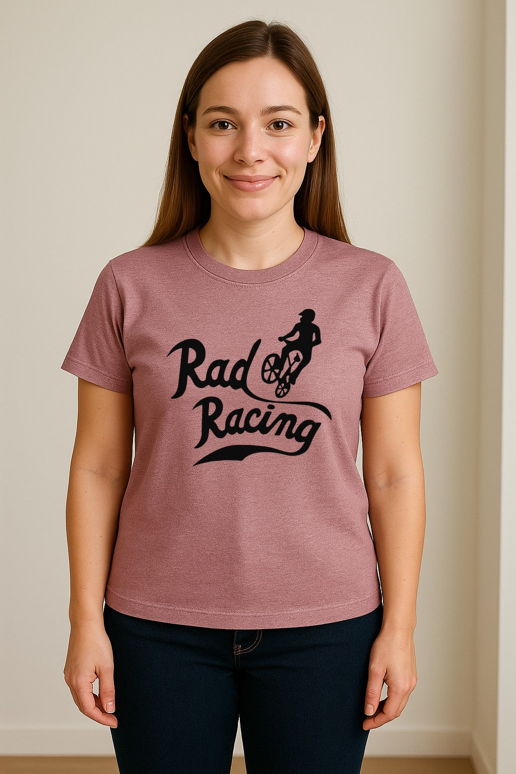 BMX T-Shirt, Rad Racing Script Graphic for Bicycle Riders and Retro Cycling Fans