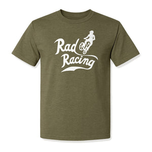 BMX T-Shirt, Rad Racing Script Graphic for Bicycle Riders and Retro Cycling Fans