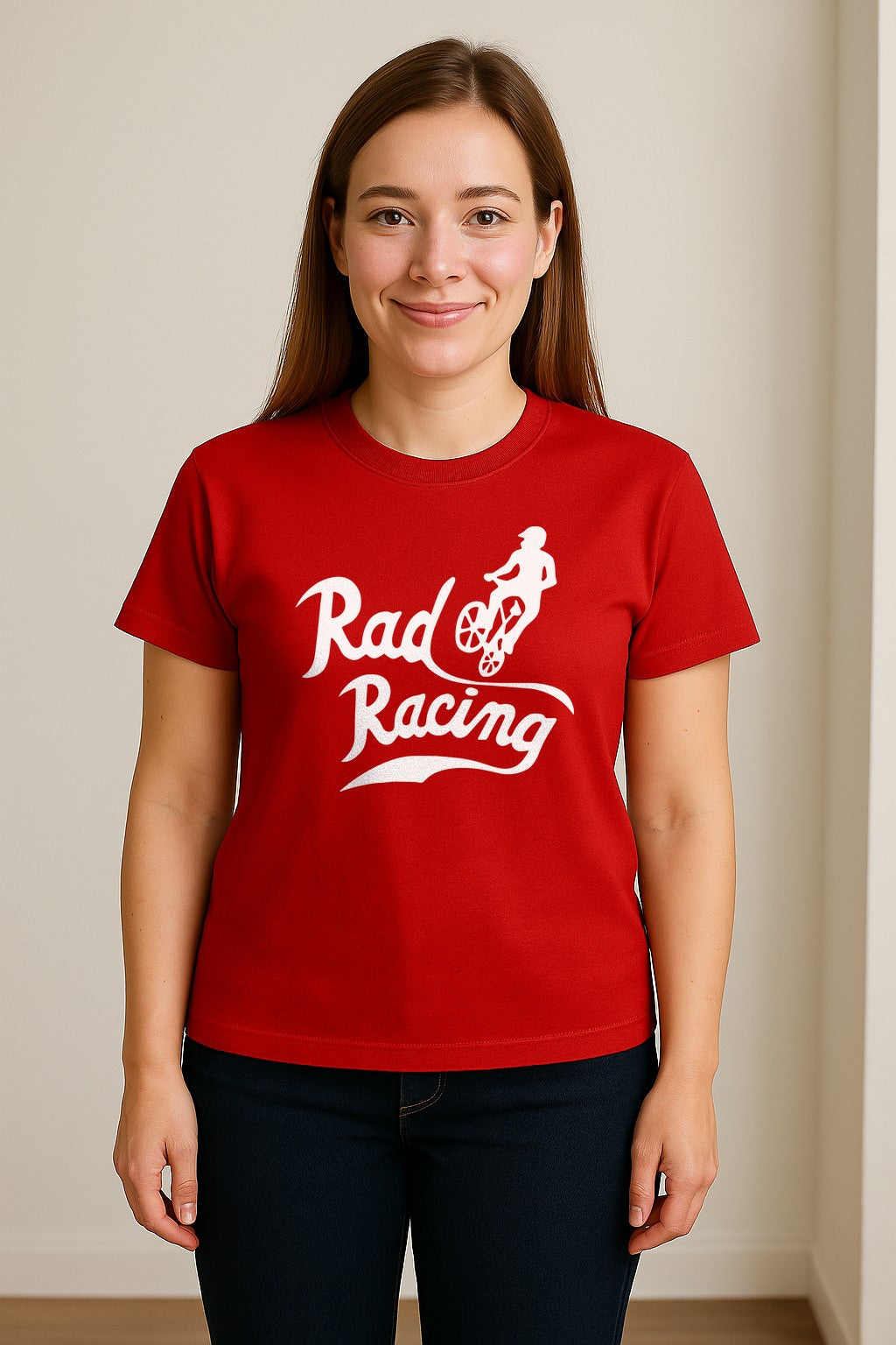 BMX T-Shirt, Rad Racing Script Graphic for Bicycle Riders and Retro Cycling Fans