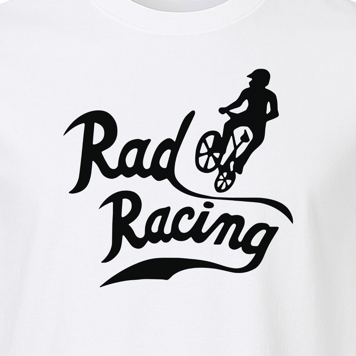 BMX T-Shirt, Rad Racing Script Graphic for Bicycle Riders and Retro Cycling Fans
