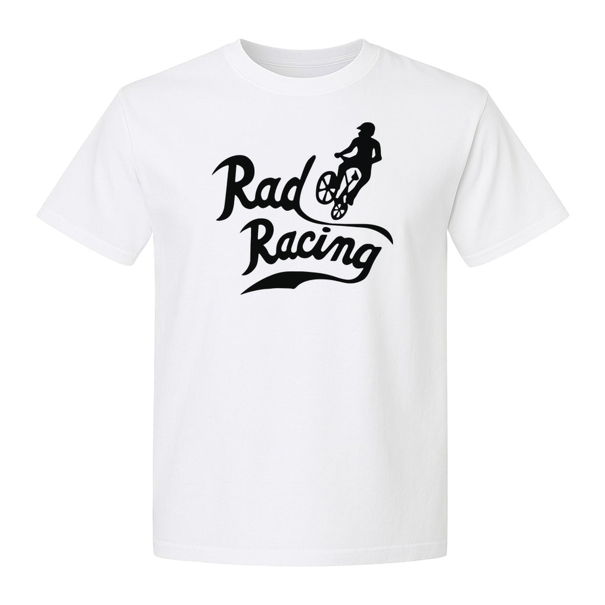 BMX T-Shirt, Rad Racing Script Graphic for Bicycle Riders and Retro Cycling Fans
