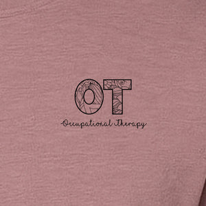 Occupational Therapy T-Shirt, OT Pocket Print with Line Art Lettering for Therapists and Students