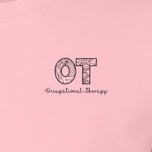 Occupational Therapy T-Shirt, OT Pocket Print with Line Art Lettering for Therapists and Students