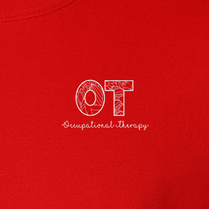 Occupational Therapy T-Shirt, OT Pocket Print with Line Art Lettering for Therapists and Students