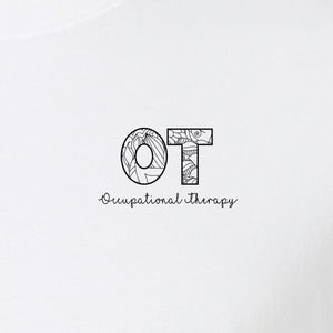 Occupational Therapy T-Shirt, OT Pocket Print with Line Art Lettering for Therapists and Students
