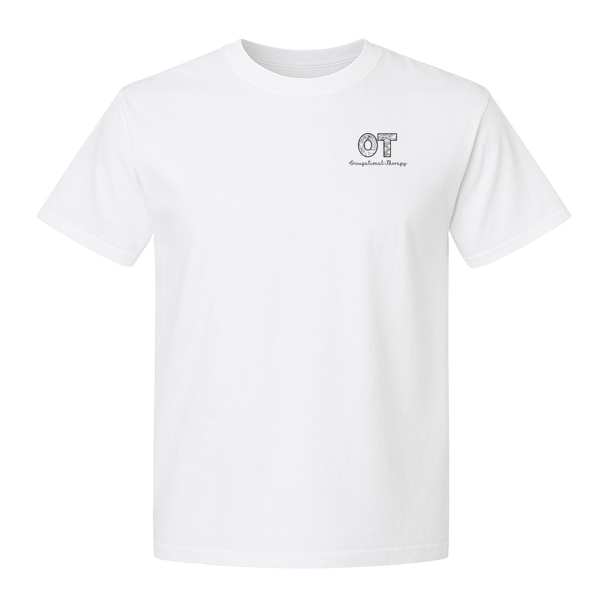 Occupational Therapy T-Shirt, OT Pocket Print with Line Art Lettering for Therapists and Students