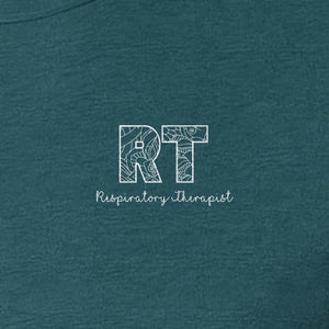 Respiratory Therapist T-Shirt, RT Pocket Print for Lung Care Professionals, Graduates and Coworkers
