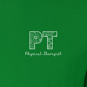 Physical Therapist T-Shirt, Floral PT Pocket Design for Therapy Professionals and Graduation Gifts