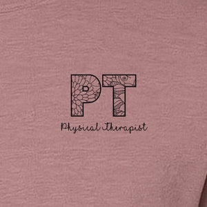 Physical Therapist T-Shirt, Floral PT Pocket Design for Therapy Professionals and Graduation Gifts