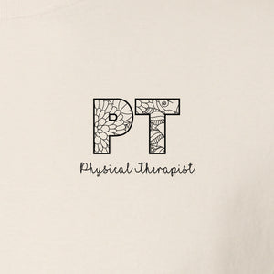 Physical Therapist T-Shirt, Floral PT Pocket Design for Therapy Professionals and Graduation Gifts