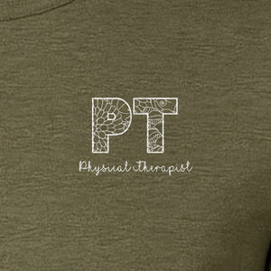 Physical Therapist T-Shirt, Floral PT Pocket Design for Therapy Professionals and Graduation Gifts