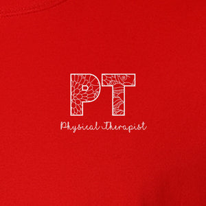 Physical Therapist T-Shirt, Floral PT Pocket Design for Therapy Professionals and Graduation Gifts