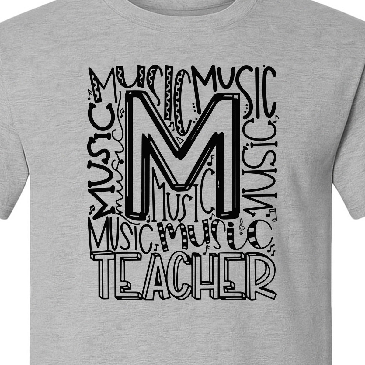 Music Teacher T-Shirt, Typography M Word Art for Band and Choir Educators