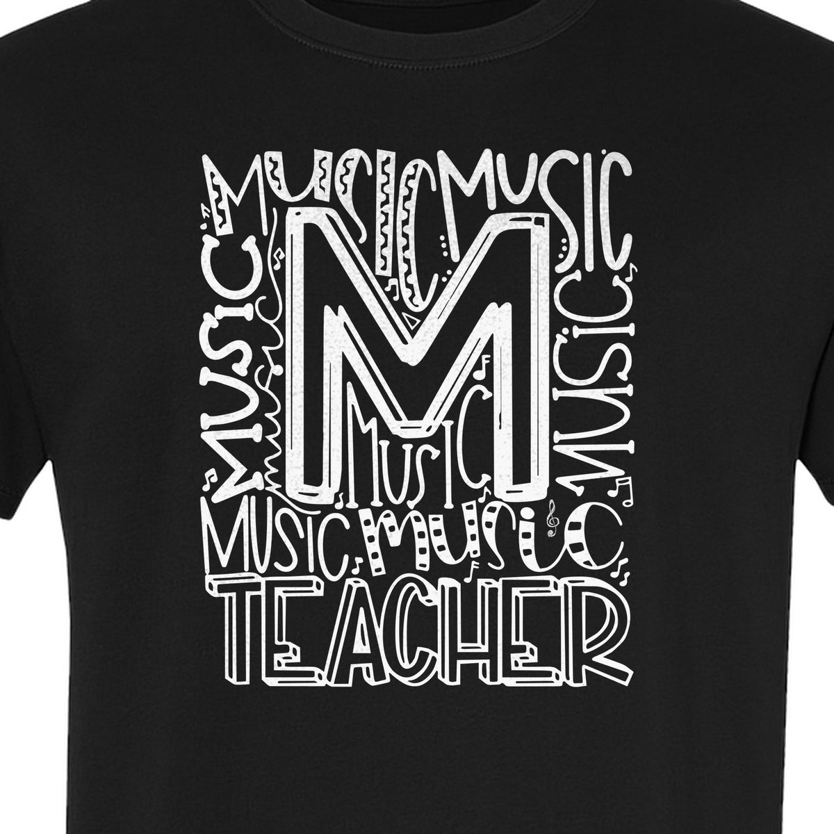 Music Teacher T-Shirt, Typography M Word Art for Band and Choir Educators