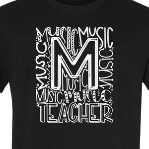 Music Teacher T-Shirt, Typography M Word Art for Band and Choir Educators