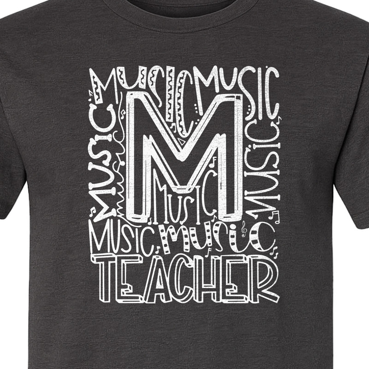 Music Teacher T-Shirt, Typography M Word Art for Band and Choir Educators