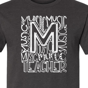 Music Teacher T-Shirt, Typography M Word Art for Band and Choir Educators